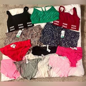 NEW Victorias Secret PINK - sz XXL - (7) Panties (2) PJ Shorts (3) Sports Bras